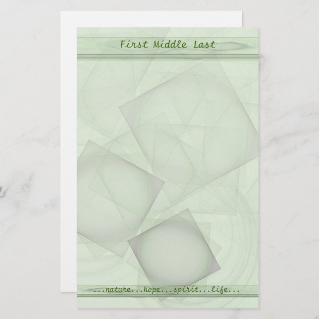 Sheer Green Geometric Tiles Personalisiert Briefpapier (Vorne/Hinten)
