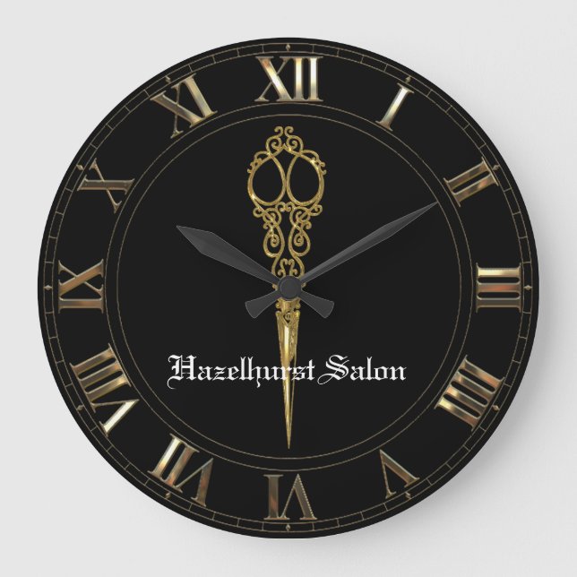 Sheer Hazlehurst Antiqued Scissors Timepiece Große Wanduhr (Vorderseite)