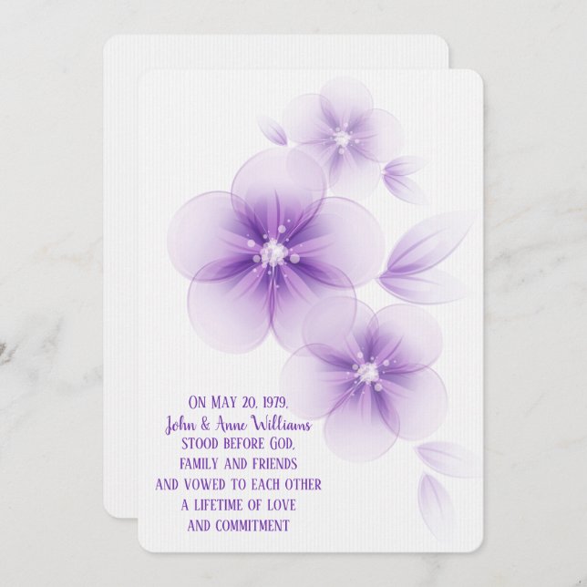 Sheer Lila Blossom Wedding Einladung (Vorne/Hinten)