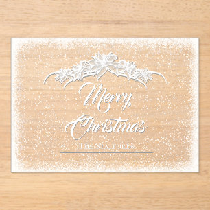Sheer Poinsettia Lace Acrylic Holiday Card Acryleinladungen