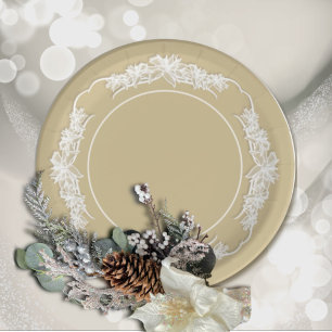 Sheer Poinsettia Lace auf Gold Pappteller