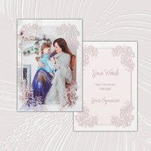 Sheer Poinsettia Lace Blush Foto Weihnachtskarte