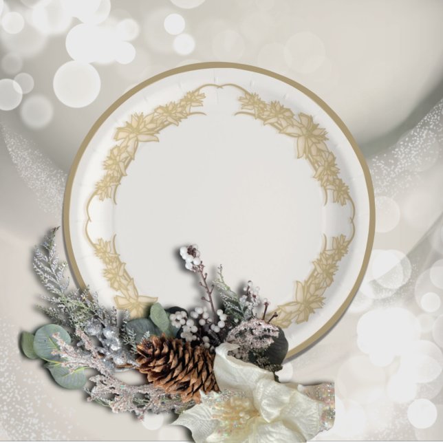 Sheer Poinsettia Lace Cream Pappteller (Von Creator hochgeladen)