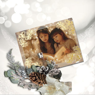 Sheer Poinsettia Lace Holiday Postcard Folien Feiertagspostkarte