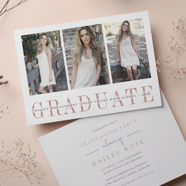 Sheer Stripe | Multi-Foto Graduation Party Einladung (Von Creator hochgeladen)