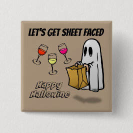 Sheet Faced Ghost Happy Hallowine Button