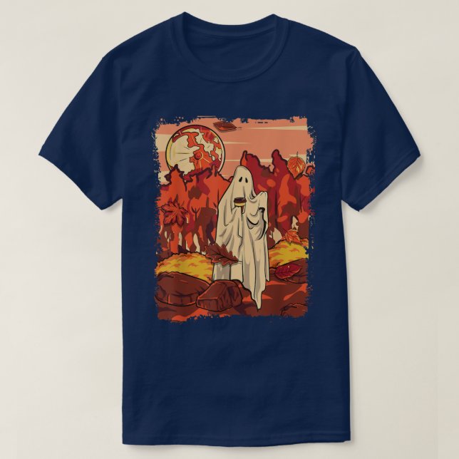 Sheet Ghost Coffee Herbst lässt Herbstsaison gemüt T-Shirt (Design vorne)