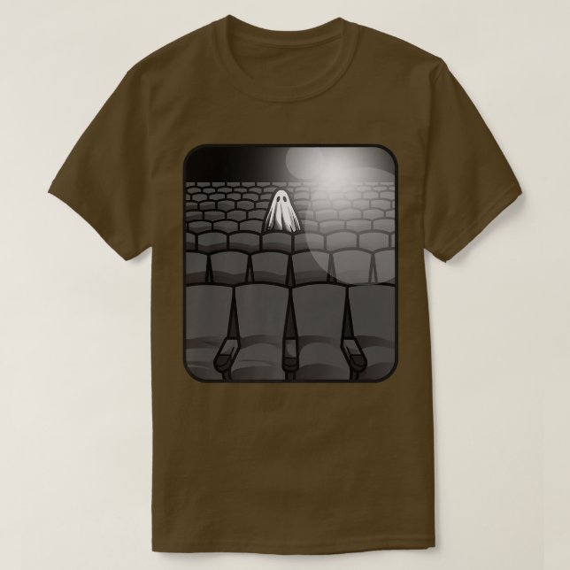 Sheet Ghost Haunted Movie Theater Sad Spooky Theat T-Shirt (Design vorne)