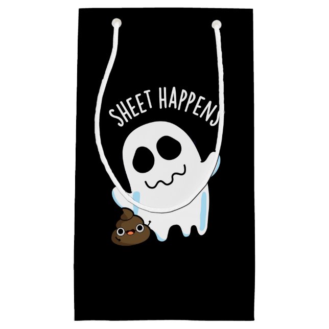 Sheet Happens Funny Ghost Pun Dark BG Kleine Geschenktüte (Vorderseite)