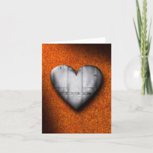 Sheet Metal Heart on Rust Background Greeting Card Karte