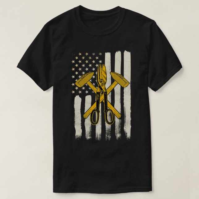 Sheet Metal Worker Gifts Funny Patriotic American  T-Shirt (Design vorne)