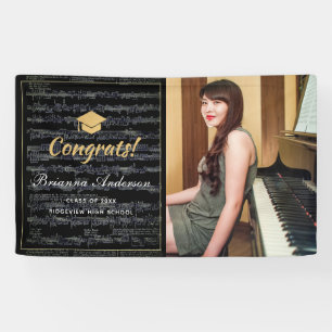 Sheet Music Black & Gold Foto Abschluss Banner