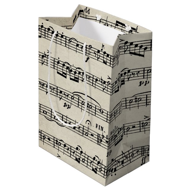 Sheet Music Design Mittlere Geschenktüte (Rückseite Schrägansicht)
