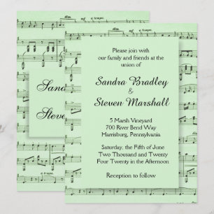 Sheet Music Green Wedding Einladung