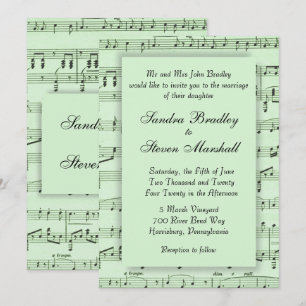 Sheet Music Green Wedding Einladung