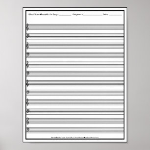 Sheet Music Manuscript Staff Line Clef Poster