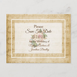 Sheet Music Pink Save the Date Postkarte