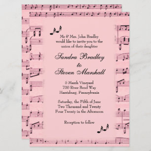 Sheet Music Pink Wedding Einladung