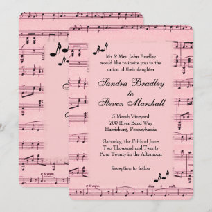 Sheet Music Pink Wedding Einladung