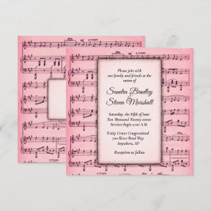 Sheet Music Pink Wedding Einladung