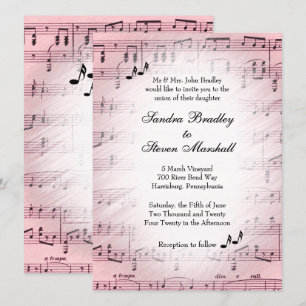 Sheet Music Pink Wedding Einladung 2