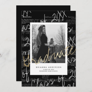 Sheet Music Script Black Foto Drive-by-Abschluss Einladung