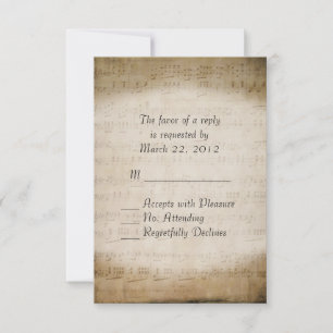 Sheet Music UAWG für Matching Wedding Invites RSVP Karte