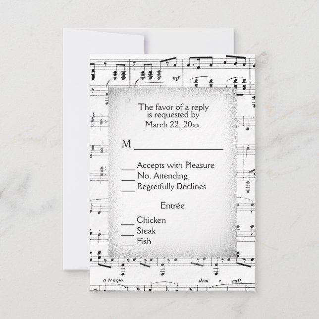 Sheet Music UAWG with Menu Choice RSVP Karte (Vorderseite)