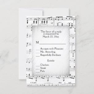 Sheet Music UAWG with Menu Choice RSVP Karte