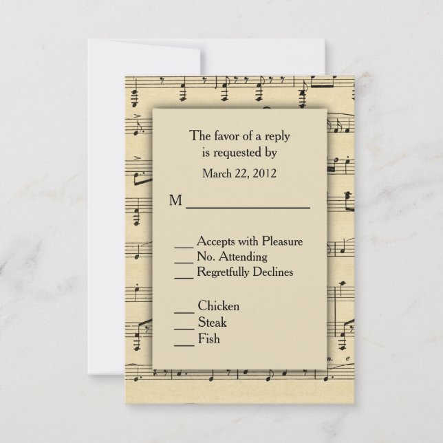 Sheet Music UAWG with Menu Choice RSVP Karte (Vorderseite)