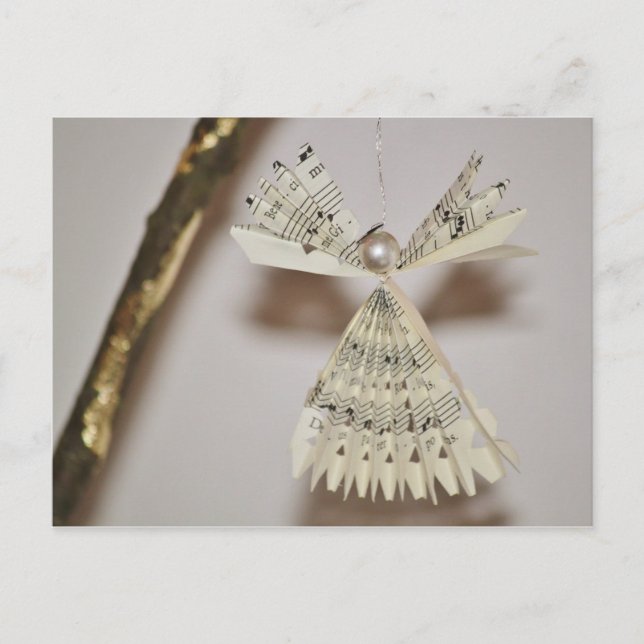 Sheet Musiknotens Weihnachtsangel Pearl Feiertagspostkarte (Vorderseite)