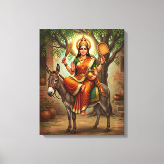 Sheetla Mata Hinduische Devotionsleinwandkunst Leinwanddruck