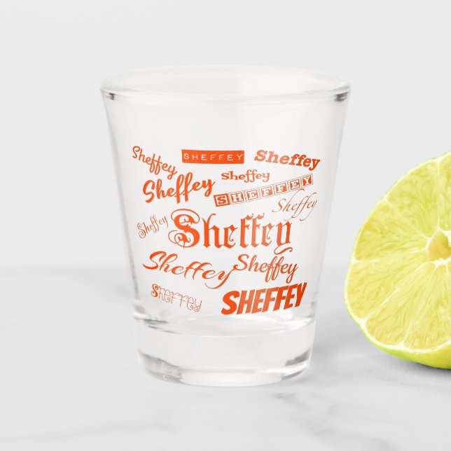 Sheffey Orange Schriftartes - 9569 Schnapsglas (Vorderseite)