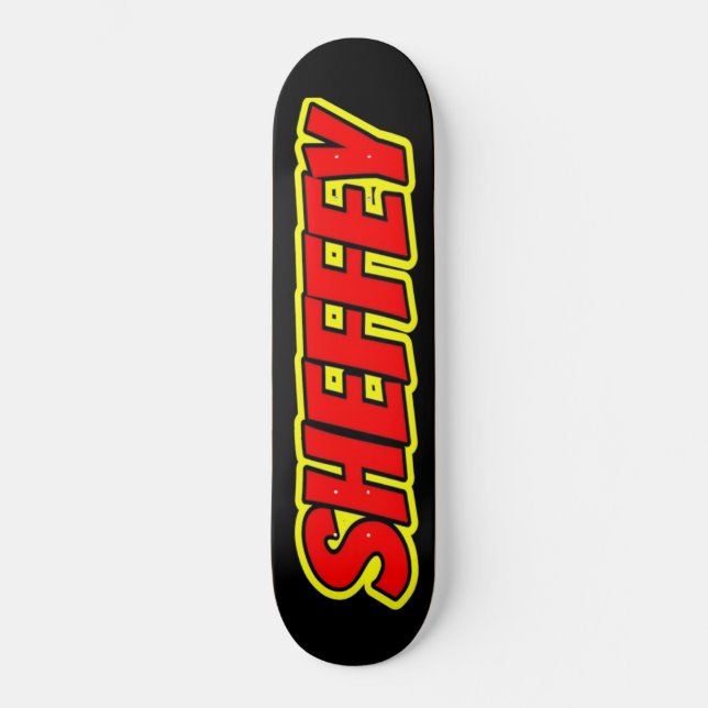 Sheffey Red Comic Schriftartes Skate Board Skateboard (Vorderseite)