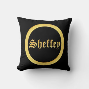 Sheffey Schriftartes - Schwarz und Gold Kissen