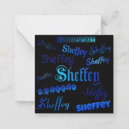 Sheffey Schriftartes - Shades of Blue on Black Mitteilungskarte