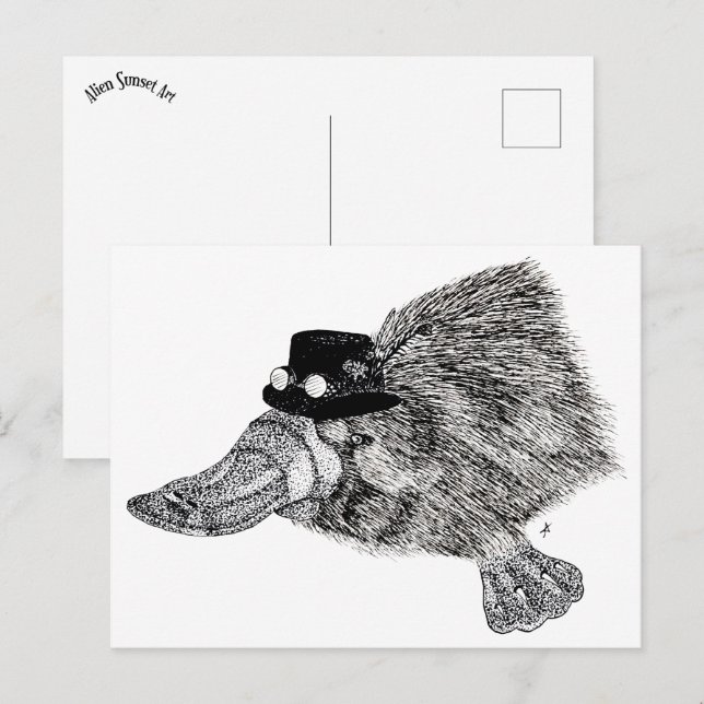 Sheffield, die Steampunk-Platypus Postkarte (Vorne/Hinten)