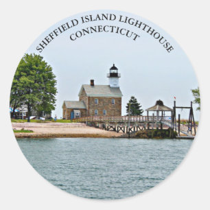 Sheffield-Insel-Leuchtturm, Connecticut-Aufkleber Runder Aufkleber
