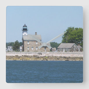Sheffield Island Lighthouse, Connecticut Quadratische Wanduhr