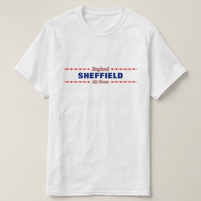 SHEFFIELD - mein Zuhause - England; Rote u. rosa T-Shirt (Design vorne)