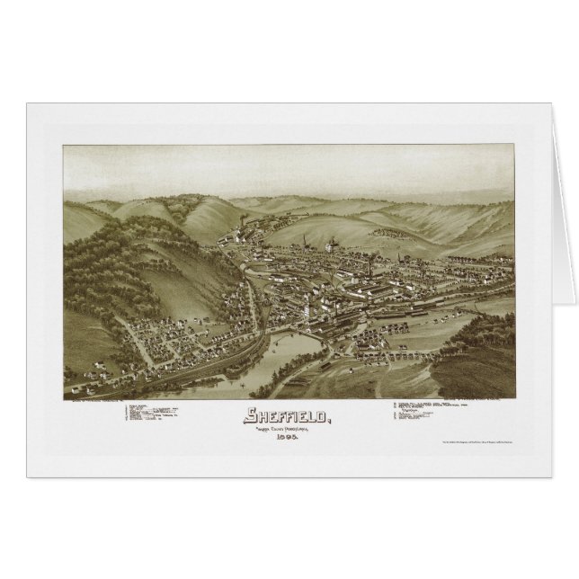 Sheffield, panoramische Karte PAs - 1895 (Vorderseite (Horizontal))
