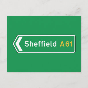 Sheffield, UK Road Sign Postkarte
