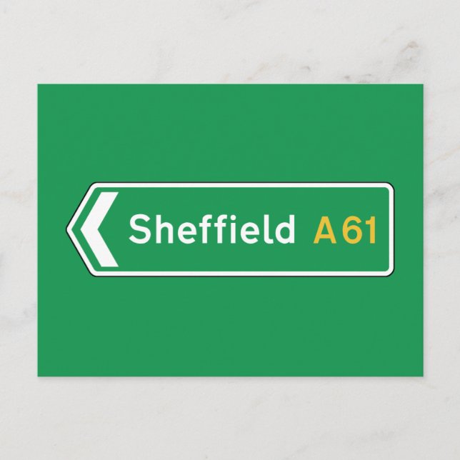 Sheffield, UK Road Sign Postkarte (Vorderseite)