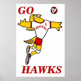 SheHawk Volleyball Mascot Poster
