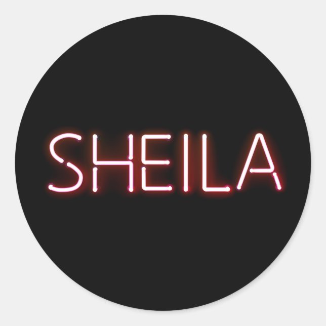 Sheila Name in glühenden Neonbeleuchtung Neuheit Runder Aufkleber (Vorderseite)