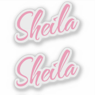 Sheila-Name rosa kursive Schrift Buchstaben x2 Aufkleber