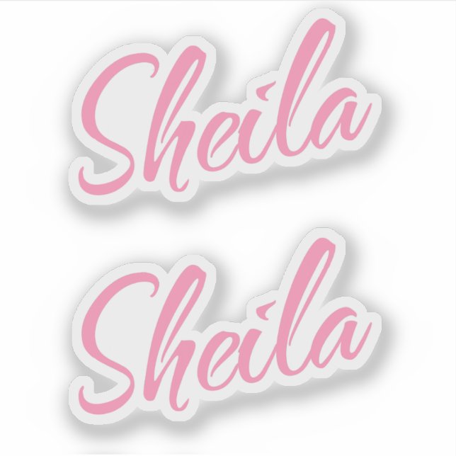 Sheila-Name rosa kursive Schrift Buchstaben x2 Aufkleber (Vorderseite)