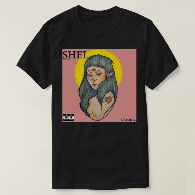 "Shel - chronisches" schwarzes T-Shirt (Design vorne)