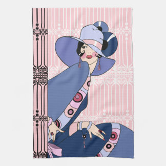 Shelby, Art Deco Dame der 1920er Jahre in Rosa und Geschirrtuch