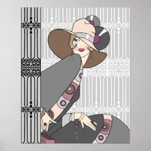 Shelby, Dame in Grau und Rose, 1920er Jahre Poster